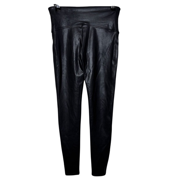 Spanx Leggings Women's Large Faux Leather Pant Shiny Black Pull On Stretch Yoga - Picture 4 of 8
